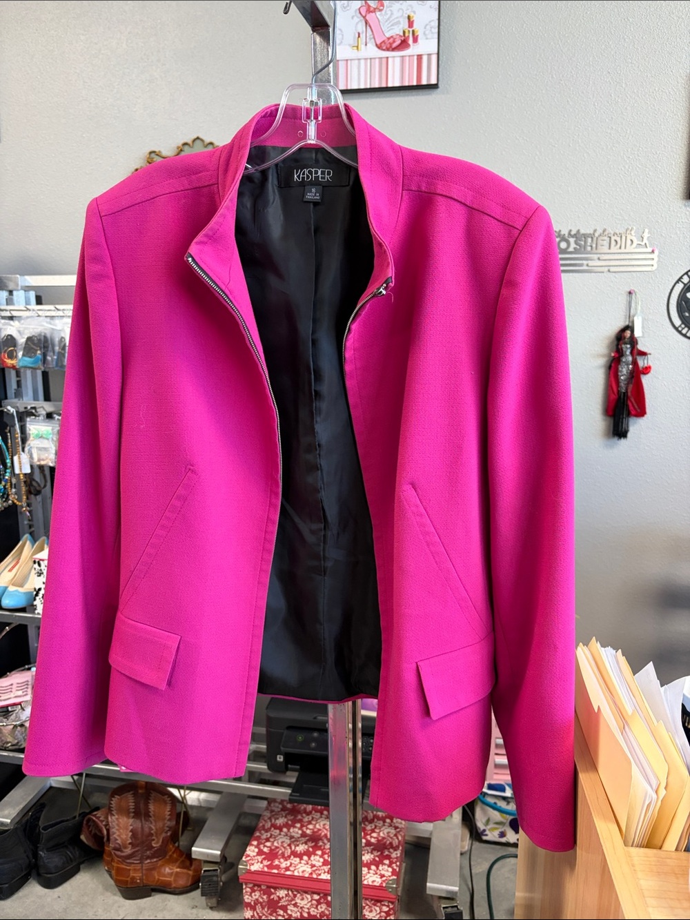 Kasper Women's Bright Magenta Zip Blazer SLXAG6